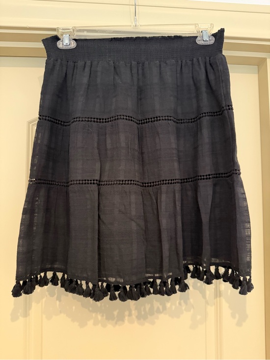 LOFT Dresses & Skirts - LOFT Black Tassel-Hem A-Line Skirt
